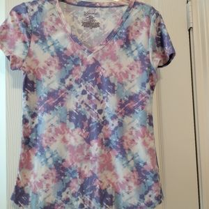 NO BOUNDRIES M PINK & PURPLE V NECK SHORT-SLEEVED TIE DYE